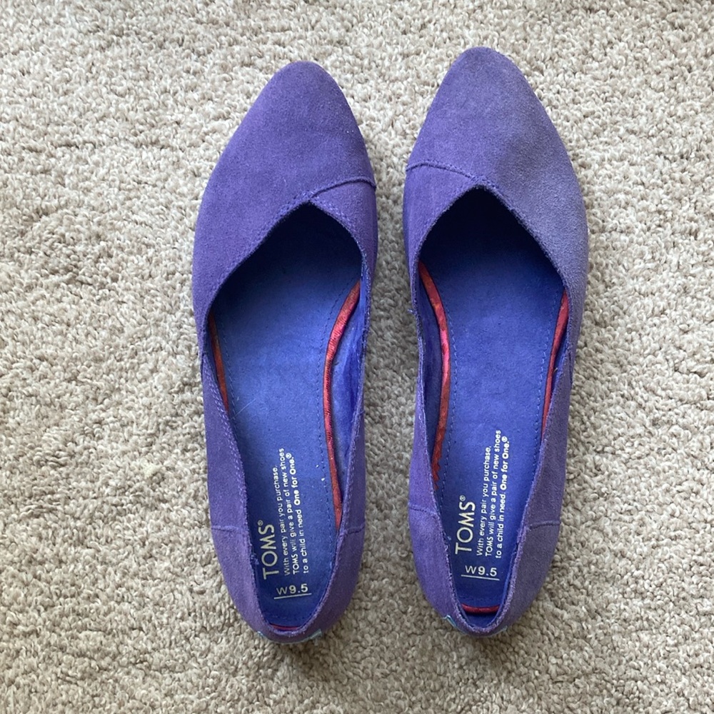 Toms Jutti Purple Suede Almond Toe Flats